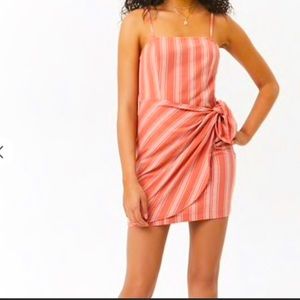 Peach tie mini dress